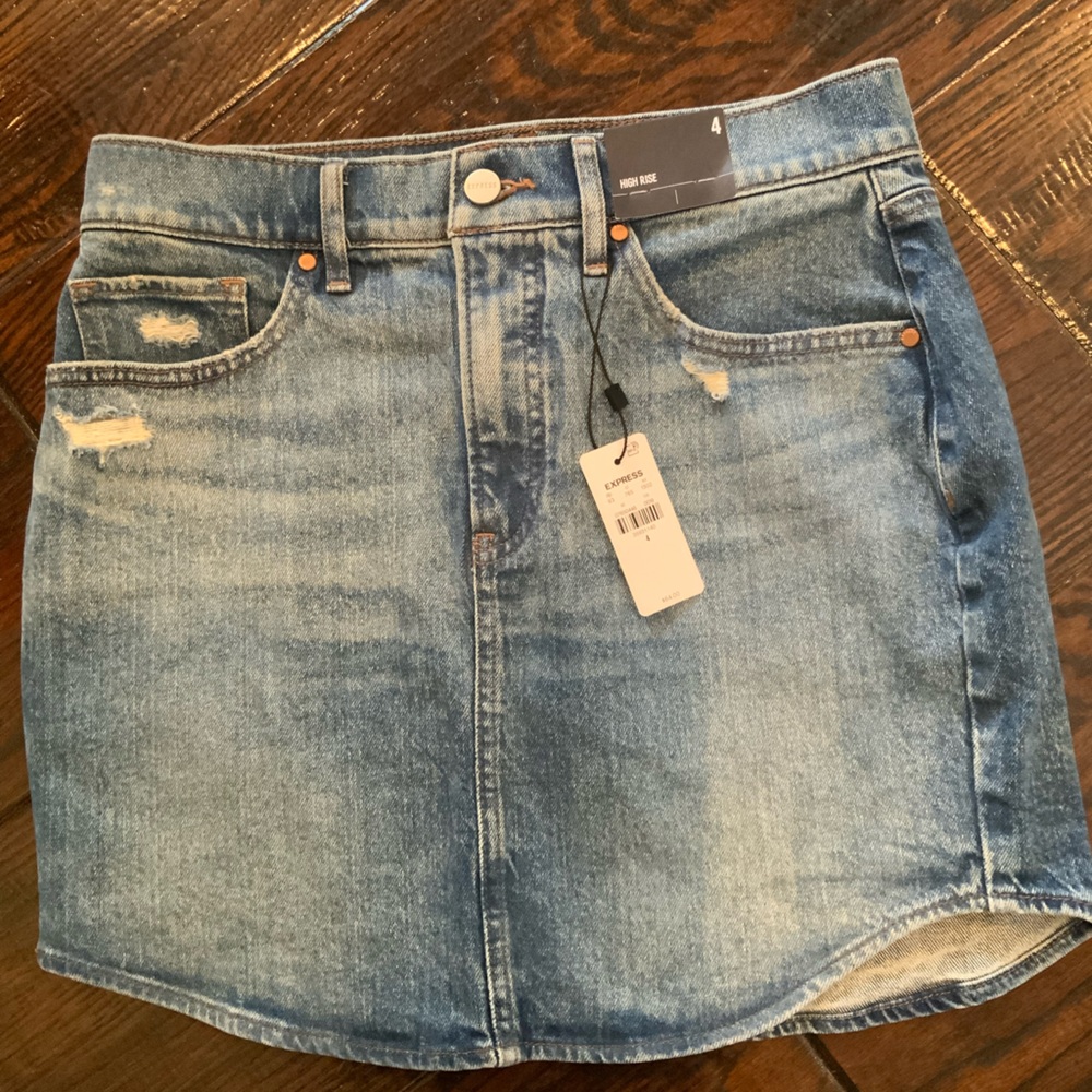 NWT Express High Rise Denim Mini Skirt 4
